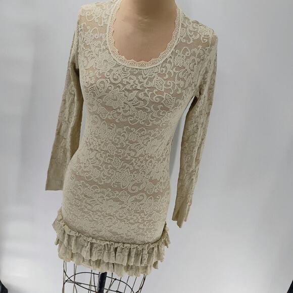 Suggest by Pain De Sucre Sz 1 Small Eggshell White Sheer Lace Nightie Chemise - Picture 5 of 13